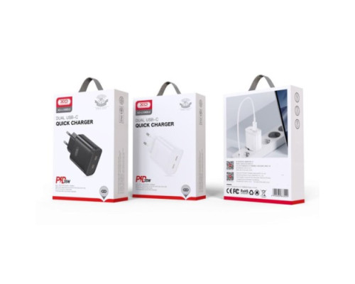 МЗП XO L105 (EU) 35W dual Type-c port fast charger Білий mag-692068083300919182