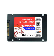 Жорсткий диск 2.5 SSD 128Gb Mibrand Caiman Series, MI2.5SSD/CA128GB, 3D TLC, SATA-III 6Gb/s, зап/чит. - 460/550мб/с, BULK