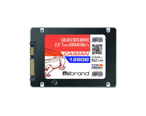 Жорсткий диск 2.5 SSD 128Gb Mibrand Caiman Series, MI2.5SSD/CA128GB, 3D TLC, SATA-III 6Gb/s, зап/чит. - 460/550мб/с, BULK