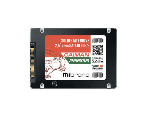 Жорсткий диск 2.5 SSD 256Gb Mibrand Caiman Series, MI2.5SSD/CA256GB, 3D TLC, SATA-III 6Gb/s, зап/чит. - 460/550мб/с, BULK NBB-117036