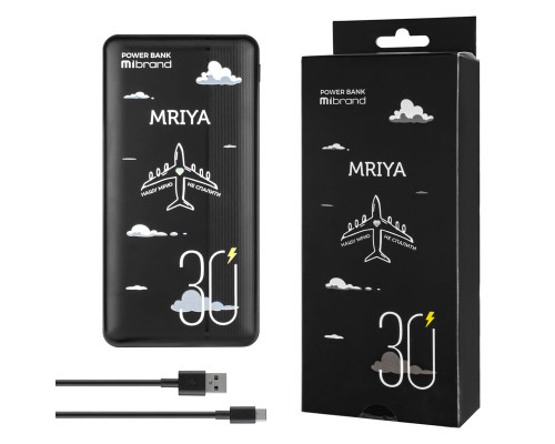 Універсальна мобільна батарея Mibrand "Mriya" 3USB, Micro, Type-C, 30000mAh, Black (20W) NBB-132211