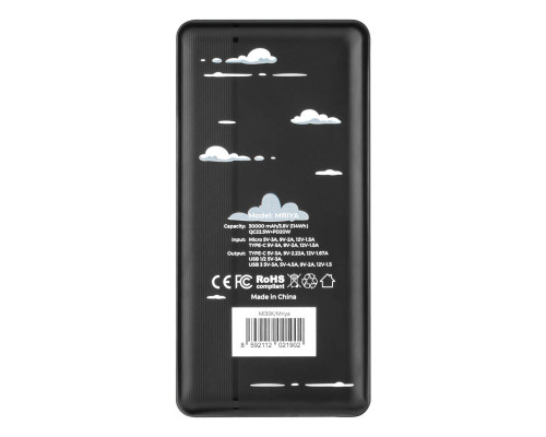 Універсальна мобільна батарея Mibrand "Mriya" 3USB, Micro, Type-C, 30000mAh, Black (20W) NBB-132211