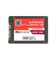 Жорсткий диск 2.5 SSD 480Gb Mibrand Spider Series, MI2.5SSD/SP480GB, 3D TLC, SATA-III 6Gb/s, зап/чит. - 460/550мб/с, BULK