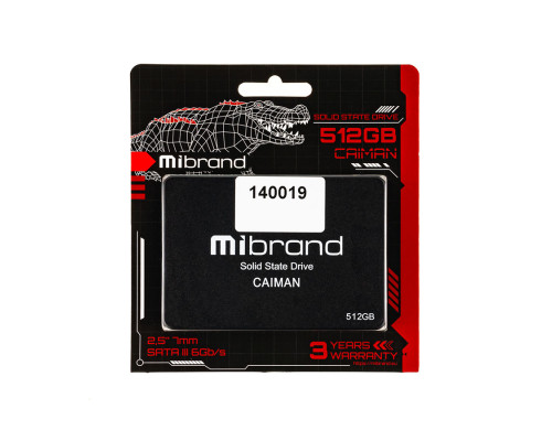 Жесткий диск 2.5" SSD 512Gb Mibrand Caiman Series, MI2.5SSD/CA512GBST, 3D TLC, SATA-III 6Gb/s, зап/чт. - 460/550мб/с NBB-140019