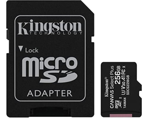 microSDXC (UHS-1) Kingston Canvas Select Plus 256Gb class 10 А1 (R-100MB/s) (adapter SD) (SDCS2/256GB)