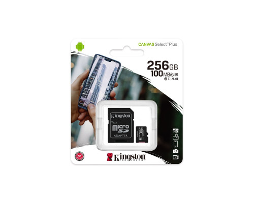 microSDXC (UHS-1) Kingston Canvas Select Plus 256Gb class 10 А1 (R-100MB/s) (adapter SD) (SDCS2/256GB)