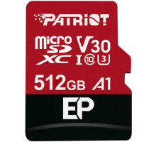 microSDXC (UHS-1 U3) Patriot EP Series 512Gb class 10 V30 (R-100MB/s, W-80MB/s) (adapter SD) (PEF512GEP31MCX)