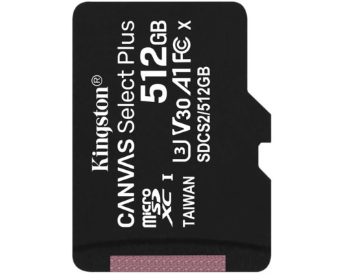 microSDXC (UHS-1) Kingston Canvas Select Plus 512Gb class 10 А1 (R-100MB/s) (SDCS2/512GBSP)