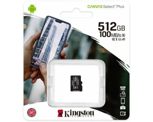 microSDXC (UHS-1) Kingston Canvas Select Plus 512Gb class 10 А1 (R-100MB/s) (SDCS2/512GBSP)