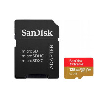 microSDXC (UHS-1 U3) SanDisk Extreme For Action Cams and Drones A2 128Gb class 10 V30 (R190MB/s,W90MB/s) (adapter) (SDSQXAA-128G-GN6AA)