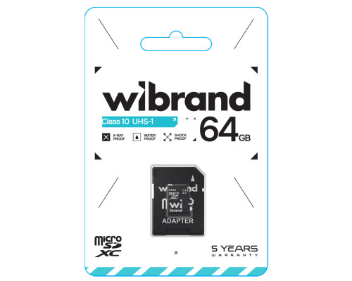 microSDXC (UHS-1) Wibrand 64Gb class 10 (adapter SD) (WICDXU1/64GB-A)