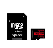 microSDXC (UHS-1) Apacer 64Gb class 10 V10 A1 R100MB/s (adapter SD) (AP64GMCSX10UB-R)