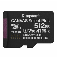Карта пам'яті microSDXC (UHS-1 U3) Kingston Canvas Select Plus Gen3 512Gb class 10 А1 V30 (R-150MB/s) (SDCS3/512GBSP)