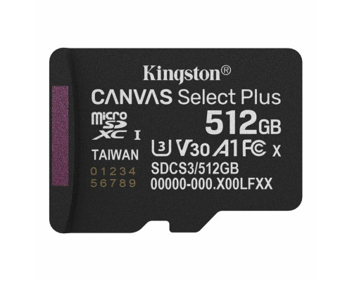 Карта пам'яті microSDXC (UHS-1 U3) Kingston Canvas Select Plus Gen3 512Gb class 10 А1 V30 (R-150MB/s) (SDCS3/512GBSP)
