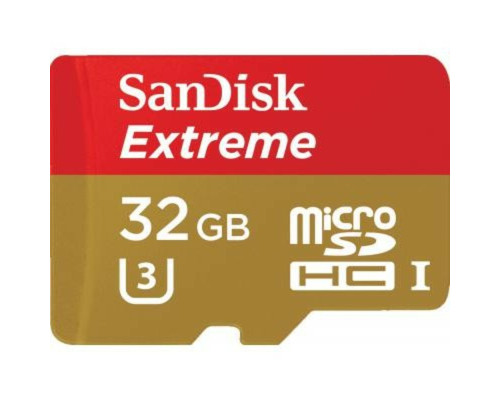 microSDHC (UHS-1 U3) SanDisk Extreme Action A1 32Gb Class 10 V30 (R100Mb/s, W60Mb/s) (adapter SD) (SDSQXAF-032G-GN6AA)