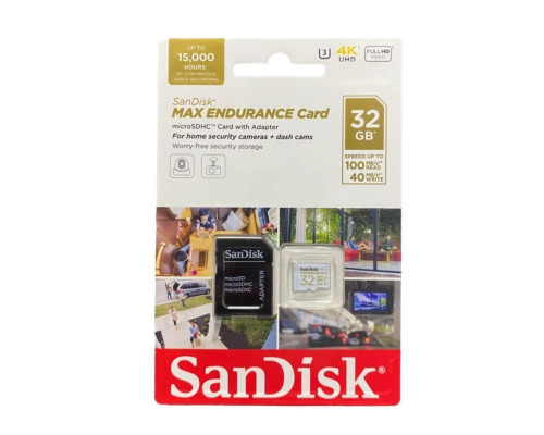 microSDHC (UHS-1 U3) SanDisk Max Endurance 32Gb class 10 V30 (100Mb/s) (adapterSD) (SDSQQVR-032G-GN6IA)