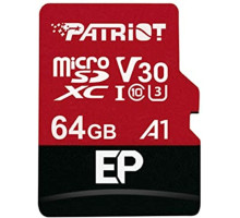 microSDXC (UHS-1 U3) Patriot EP Series 64Gb class 10 V30 (R-100MB/s, W-80MB/s) (adapter SD) (PEF64GEP31MCX)