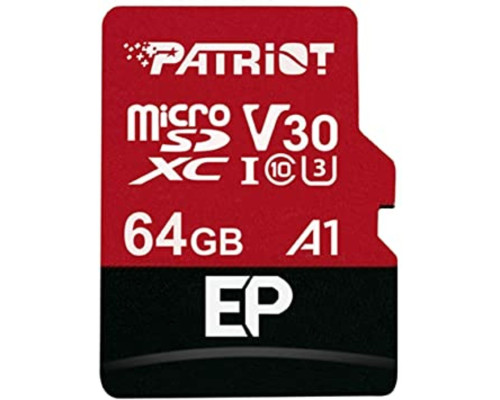 microSDXC (UHS-1 U3) Patriot EP Series 64Gb class 10 V30 (R-100MB/s, W-80MB/s) (adapter SD) (PEF64GEP31MCX)