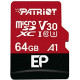 microSDXC (UHS-1 U3) Patriot EP Series 64Gb class 10 V30 (R-100MB/s, W-80MB/s) (adapter SD) (PEF64GEP31MCX)