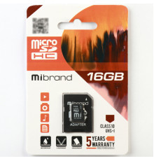 Карта пам'яті microSDHC (UHS-1) Mibrand 16Gb class 10 (adapter SD) (MICDHU1/16GB-A)