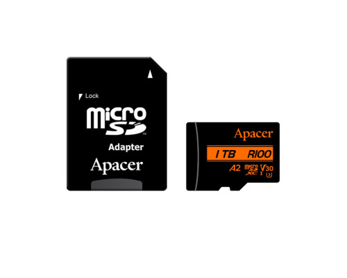 microSDXC (UHS-1 U3) Apacer A2 1TB class 10 V30 (R100MB/s, W80MB/s) (adapter SD) (AP1TBMCSX10U8-R)