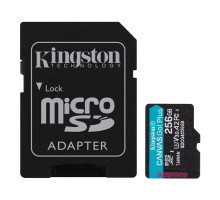 Карта пам'яті microSDXC (UHS-1 U3) Kingston Canvas Go! Plus 256Gb class 10 A2 V30 (R200MB/s, W-160MB/s) (adapter SD) (SDCG4/256GB)