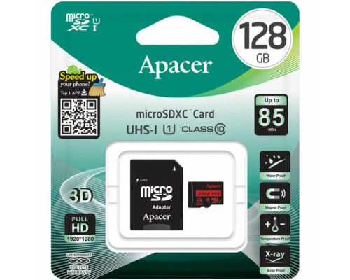 microSDXC (UHS-1) Apacer 128Gb class 10 R85MB/s (adapter SD) (AP128GMCSX10U5-R)