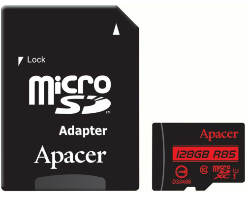 microSDXC (UHS-1) Apacer 128Gb class 10 R85MB/s (adapter SD) (AP128GMCSX10U5-R)