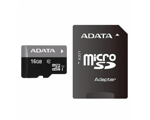 microSDHC (UHS-1) A-DATA Premier 16Gb Class 10 (R-80Mb/s) (adapter SD) (AUSDH16GUICL10-RA1)