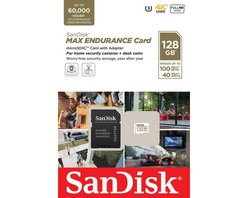 microSDXC (UHS-1 U3) SanDisk Max Endurance 128Gb class 10 V30 (100Mb/s) (adapterSD) (SDSQQVR-128G-GN6IA)