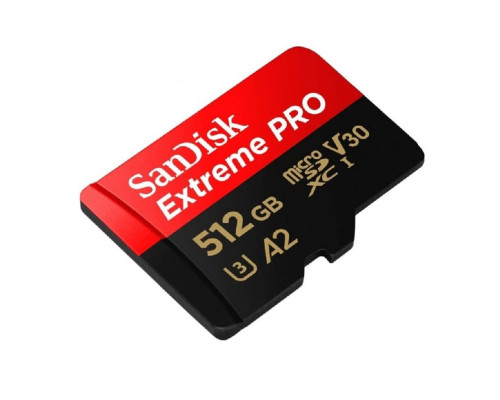 microSDXC (UHS-1 U3) SanDisk Extreme Pro A2 512Gb class 10 V30 (R200MB/s,W140MB/s) (adapter) (SDSQXCD-512G-GN6MA)