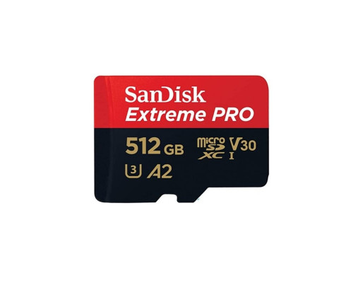 microSDXC (UHS-1 U3) SanDisk Extreme Pro A2 512Gb class 10 V30 (R200MB/s,W140MB/s) (adapter) (SDSQXCD-512G-GN6MA)