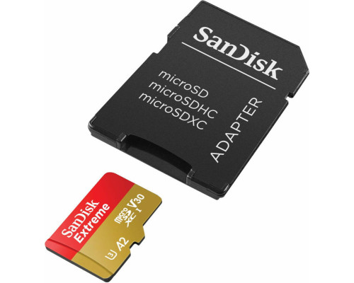 microSDXC (UHS-1 U3) SanDisk Extreme A2 256Gb class 10 V30 (R190MB/s,W130MB/s) (adapter SD) (SDSQXAV-256G-GN6MA)