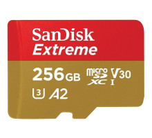 microSDXC (UHS-1 U3) SanDisk Extreme A2 256Gb class 10 V30 (R190MB/s,W130MB/s) (adapter SD) (SDSQXAV-256G-GN6MA)