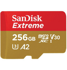 microSDXC (UHS-1 U3) SanDisk Extreme A2 256Gb class 10 V30 (R190MB/s,W130MB/s) (adapter SD) (SDSQXAV-256G-GN6MA)