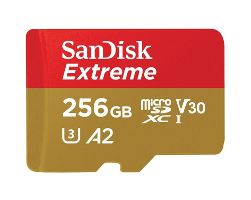 microSDXC (UHS-1 U3) SanDisk Extreme A2 256Gb class 10 V30 (R190MB/s,W130MB/s) (adapter SD) (SDSQXAV-256G-GN6MA)