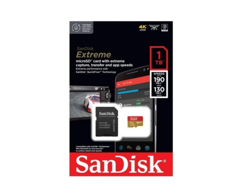 microSDXC (UHS-1 U3) SanDisk Extreme A2 1TB class 10 V30 (R190MB/s,W130MB/s) (adapter SD) (SDSQXAV-1T00-GN6MA)