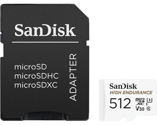 microSDXC (UHS-1 U3) SanDisk High Endurance 512Gb class 10 V30 (100Mb/s) (adapterSD) (SDSQQNR-512G-GN6IA)