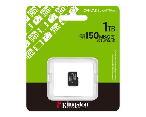 Карта пам'яті microSDXC (UHS-1 U3) Kingston Canvas Select Plus Gen3 1Tb class 10 А1 V30 (R-150MB/s) (SDCS3/1TBSP)