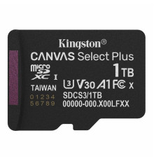 Карта пам'яті microSDXC (UHS-1 U3) Kingston Canvas Select Plus Gen3 1Tb class 10 А1 V30 (R-150MB/s) (SDCS3/1TBSP)
