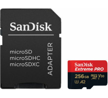 microSDXC (UHS-1 U3) SanDisk Extreme Pro A2 256Gb class 10 V30 (R200MB/s,W140MB/s) (adapter) (SDSQXCD-256G-GN6MA)