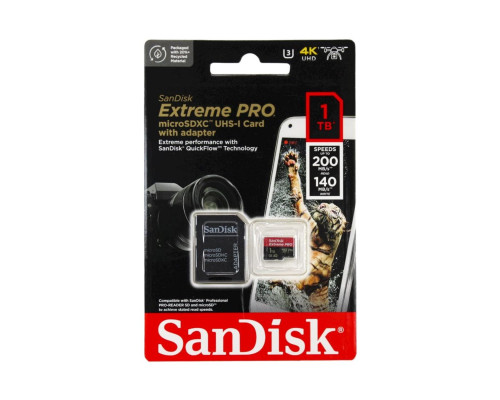 microSDXC (UHS-1 U3) SanDisk Extreme Pro A2 1TB class 10 V30 (R200MB/s,W140MB/s) (adapter) (SDSQXCD-1T00-GN6MA)