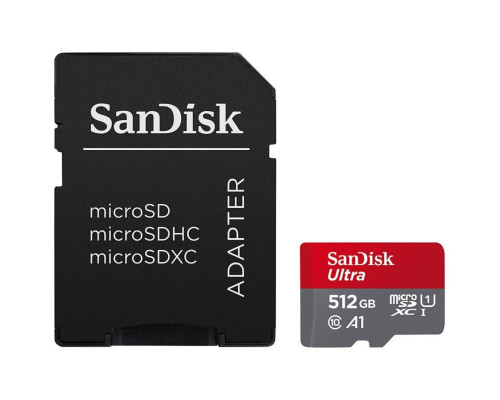 microSDXC (UHS-1) SanDisk Ultra 512Gb class 10 A1 (150Mb/s) (adapter SD) (SDSQUAC-512G-GN6MA)