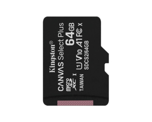 microSDXC (UHS-1) Kingston Canvas Select Plus 64Gb class 10 А1 (R-100MB/s) (adapter SD) (SDCS2/64GB)