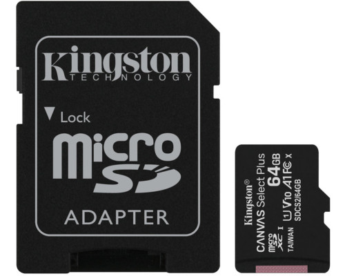 microSDXC (UHS-1) Kingston Canvas Select Plus 64Gb class 10 А1 (R-100MB/s) (adapter SD) (SDCS2/64GB)