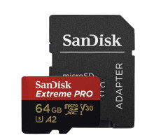 microSDXC (UHS-1 U3) SanDisk Extreme Pro A2 64Gb class 10 V30 (R200MB/s,W90MB/s) (adapter) (SDSQXCU-064G-GN6MA)