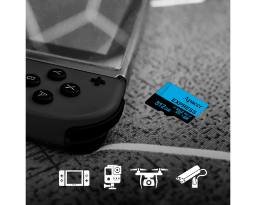 Карта пам'яті microSDXC (UHS-1 U3) Apacer Express 512Gb class 10 V30 A1 Read/Write:810/700 MB/sec (Compatible with Nintendo Switch 2) (AP512GMCEXG3X17-RA)
