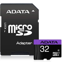 microSDHC (UHS-1) A-DATA Premier 32Gb Class 10 (R-80Mb/s) (adapter SD) (AUSDH32GUICL10-RA1)