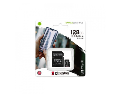 microSDXC (UHS-1) Kingston Canvas Select Plus 128Gb class 10 А1 (R-100MB/s) (adapter SD) (SDCS2/128GB)