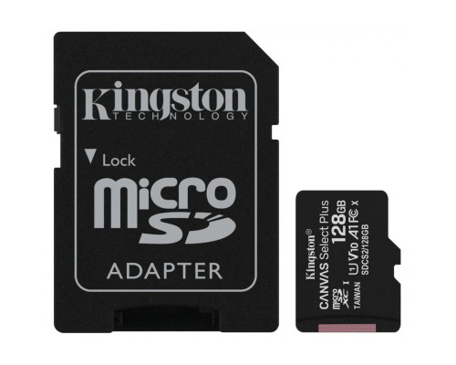 microSDXC (UHS-1) Kingston Canvas Select Plus 128Gb class 10 А1 (R-100MB/s) (adapter SD) (SDCS2/128GB)